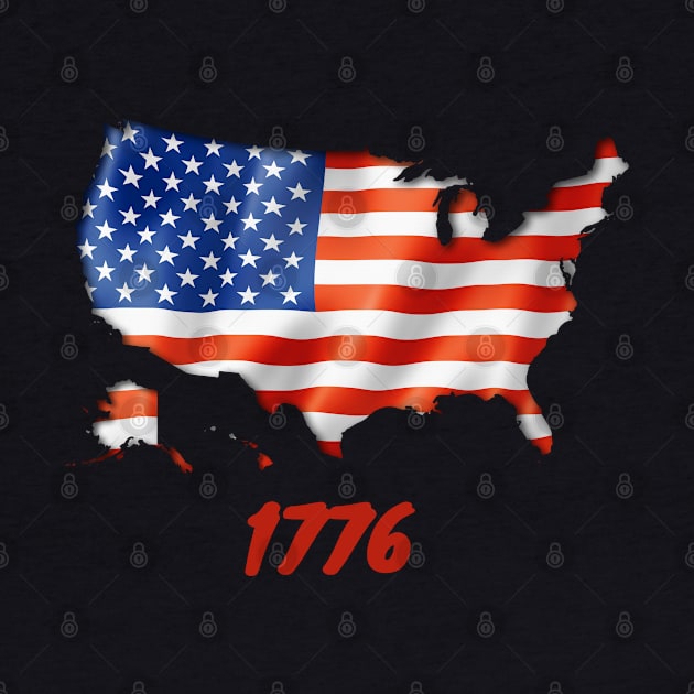 1776 American Flag Map by Think Sarcasm Store